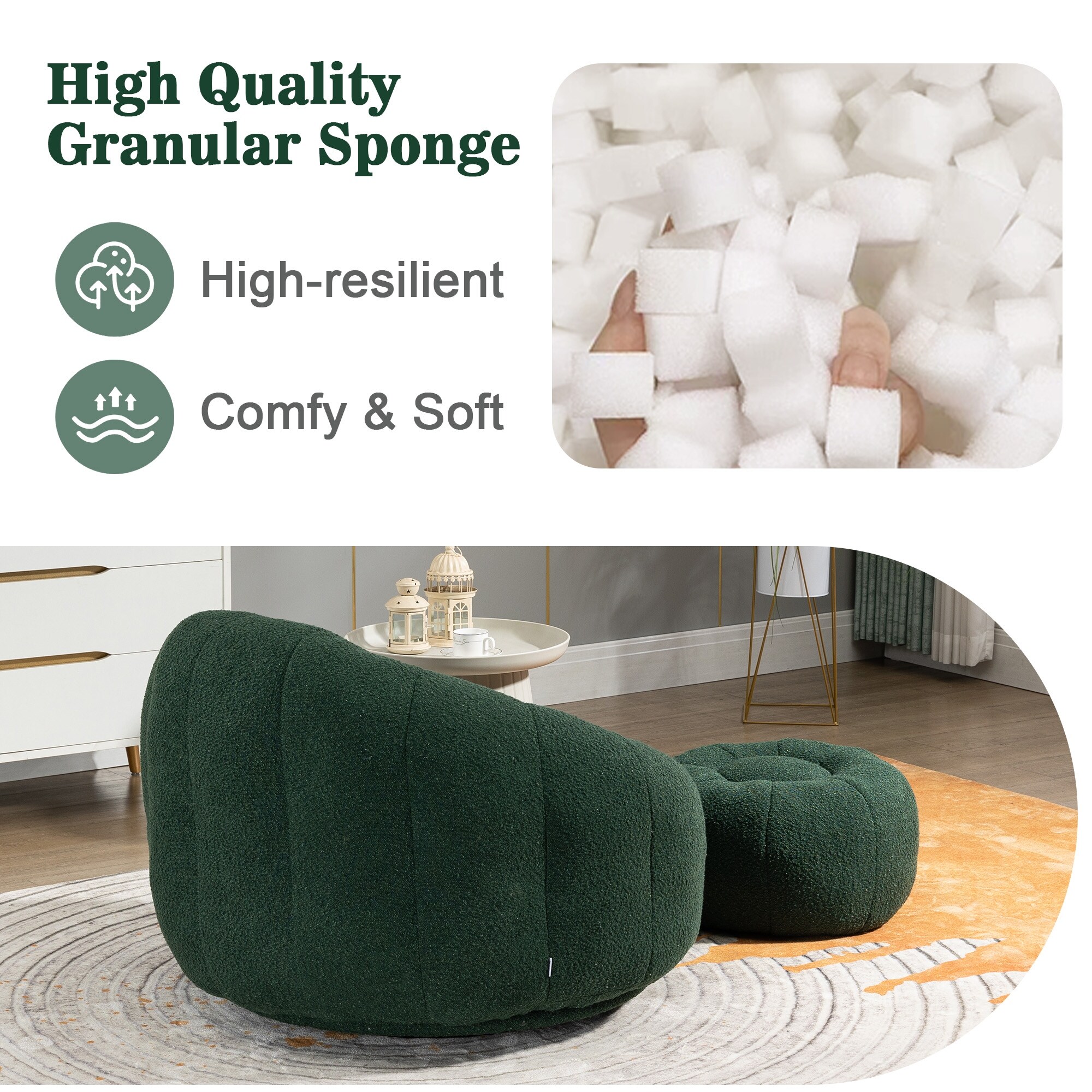 Bean bag 2025 chair with ottoman