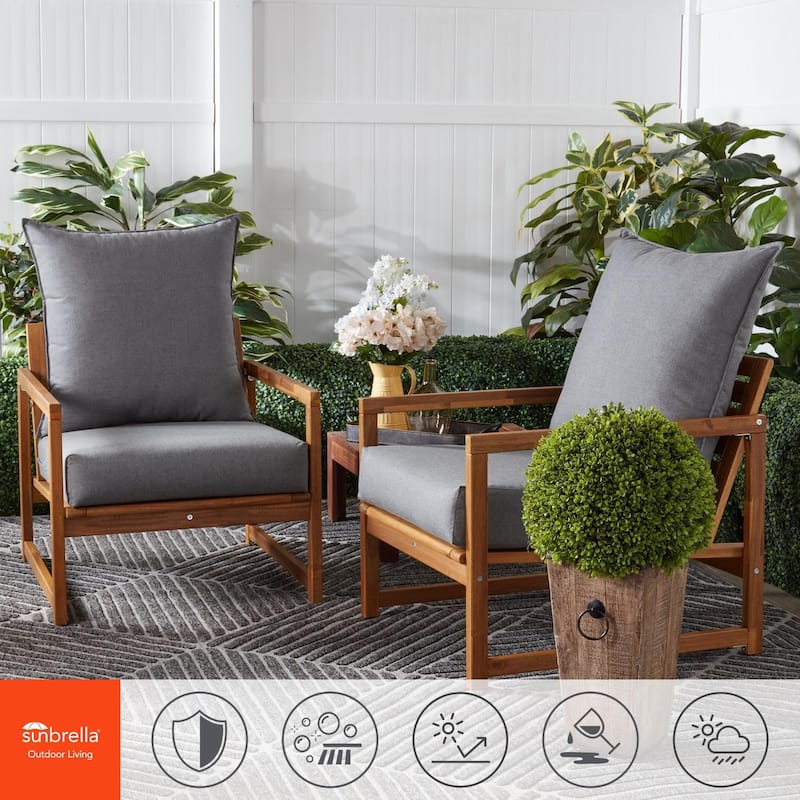 Sunbrella Fabric Outdoor 2-Piece Deep Seat Chair Cushion