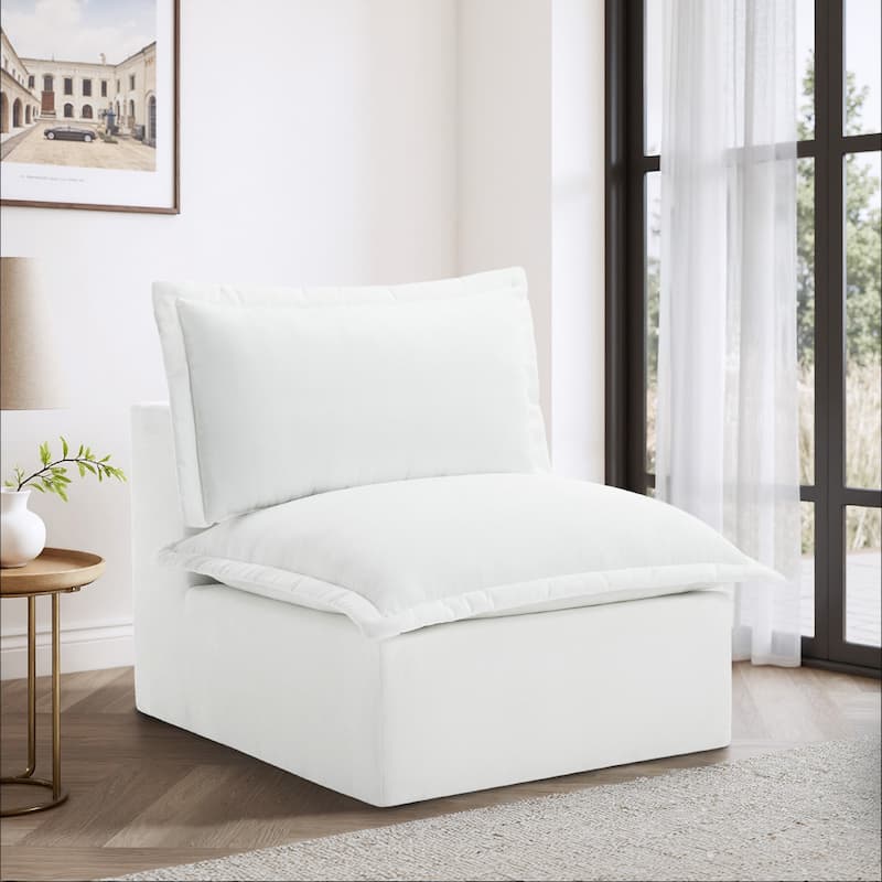 Comfy Cloud Couch Plush Modular Sectional Sofa For Living Room - Beige/Armless chair - Reversible