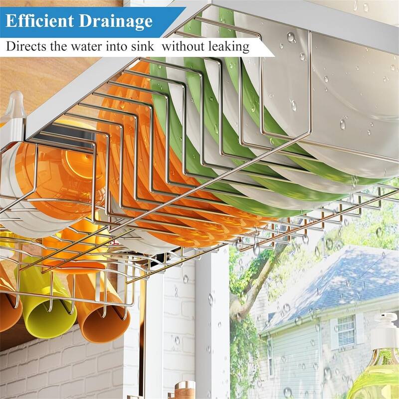 Expandable 2-Tier Over Sink Dish Drying Rack for Kitchen