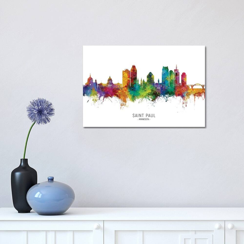 iCanvas "Saint Paul Minnesota Skyline" by Michael Tompsett Canvas Print