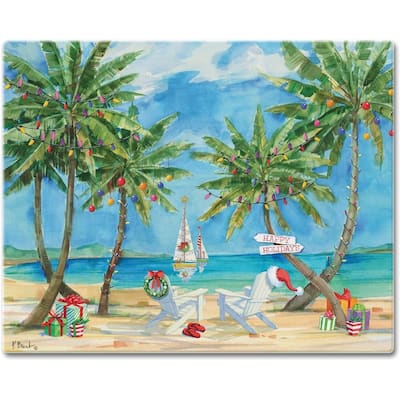 Holiday Palms 3mm Heat Tolerant Tempered Glass Cutting Board 15” x 12” Manufactured in the USA Dishwasher Safe