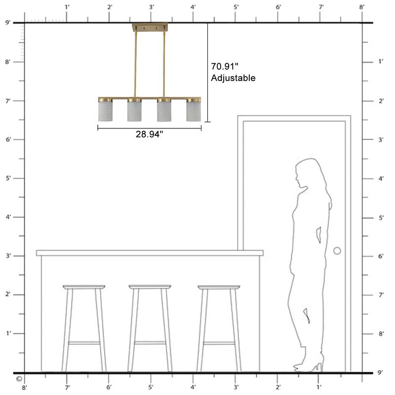 4-Light Faux Marble Glass Island Pendant Light Modern Kitchen - Dia.28.94-in