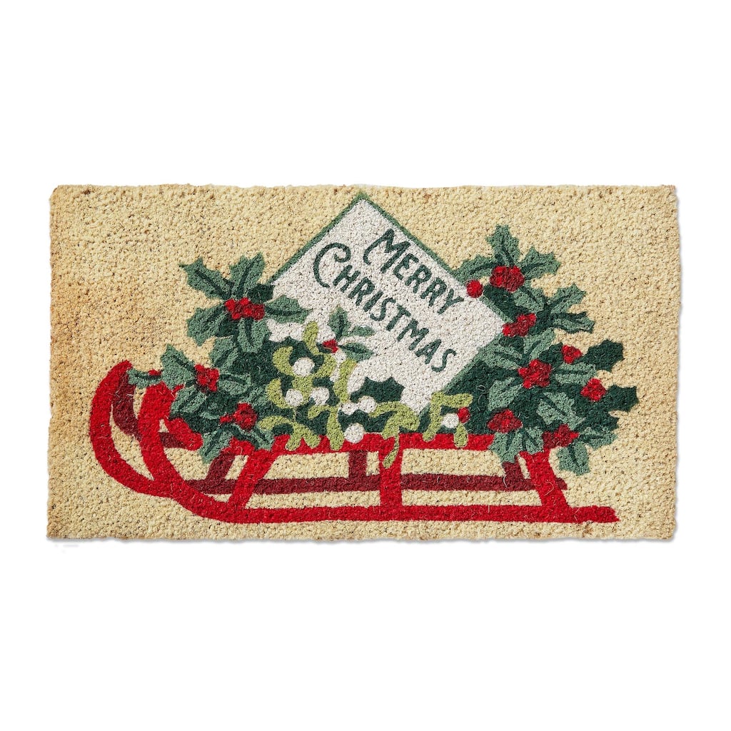 Merry Christmas Sled Coir Mat