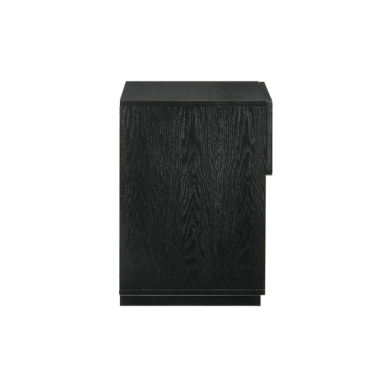 Petra Black Wood 1 Drawer Nightstand End Table