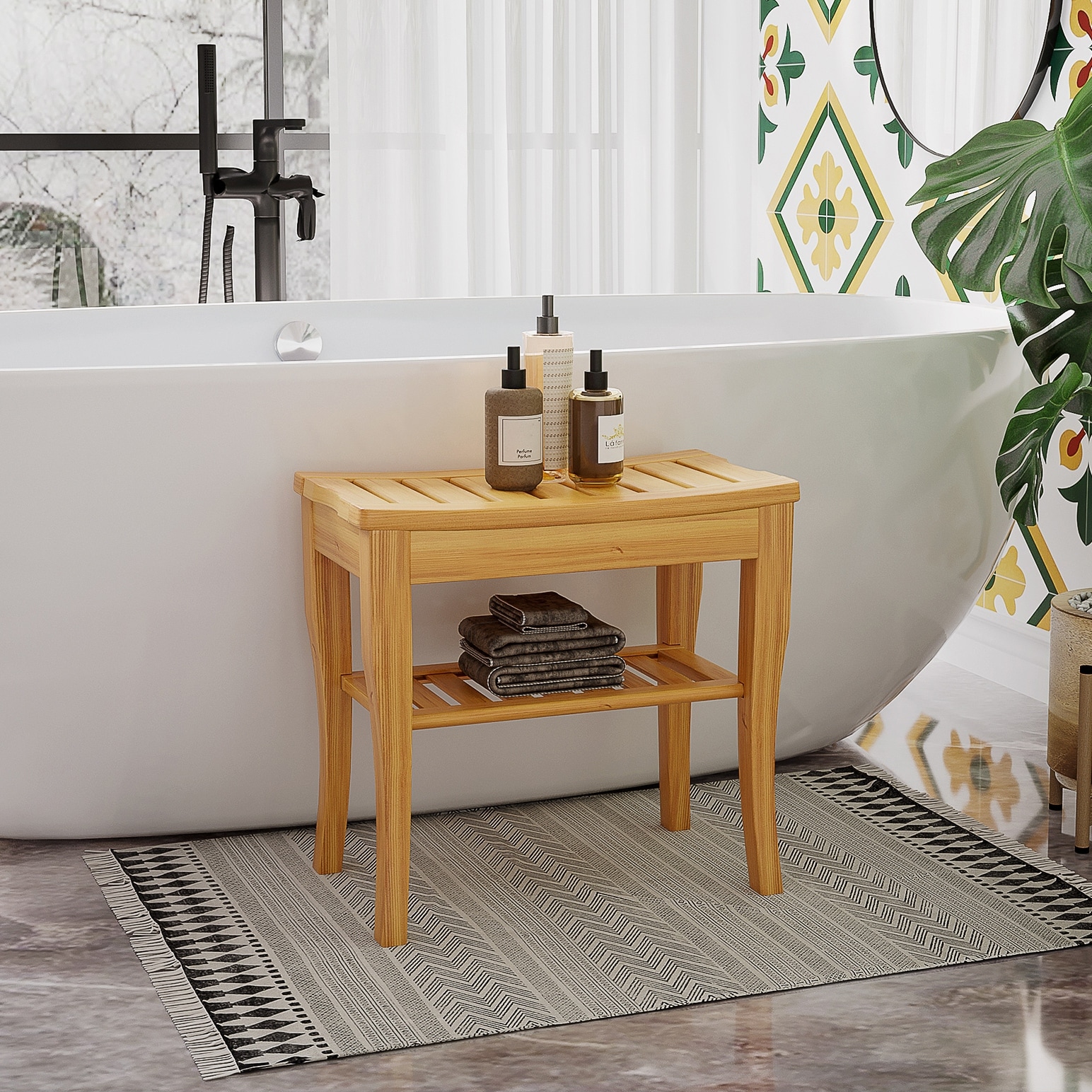 Bamboo shower bench shop bed bath and beyond