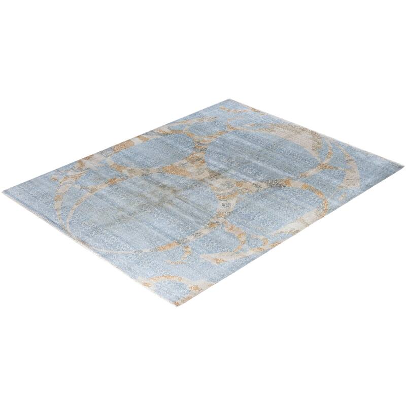 Ikat One-of-a-Kind Hand-Knotted Area Rug, Blue - 8' 1" x 10' 3"