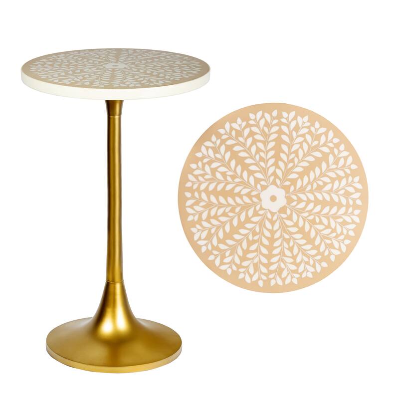 Miles 25" Modern Bohemian Metal/Resin Inlay Top End Table, by JONATHAN Y