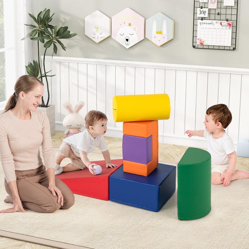 Gymax 6 PCS Kids Climber Play Set Indoor Foam Climb & Crawl Activity