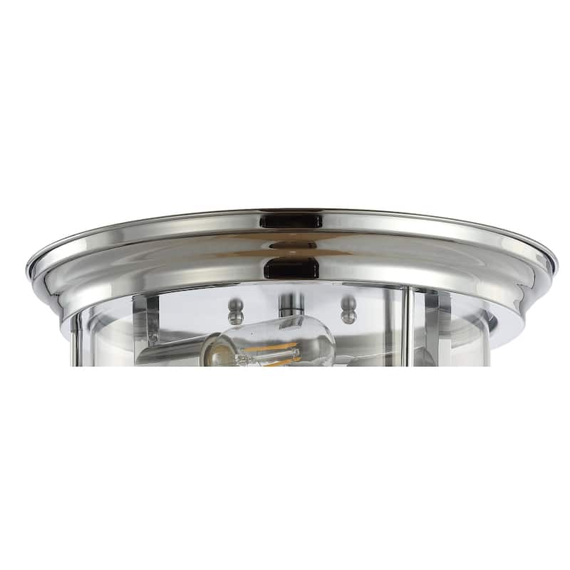 Henry 13.25" Metal/Glass LED Flush Mount, by JONATHAN Y