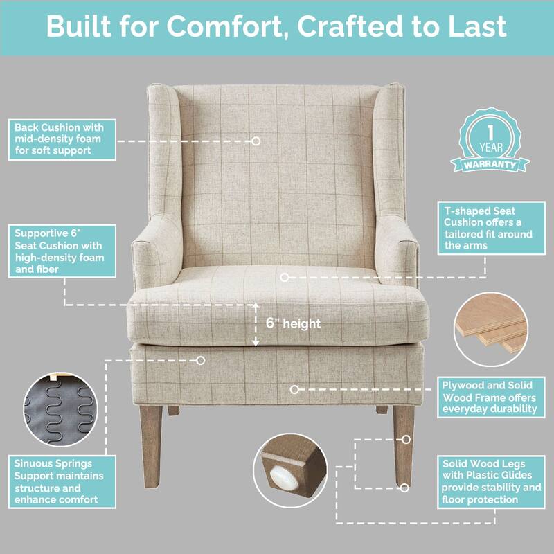 Martha Stewart Decker Plaid Wingback Armchair