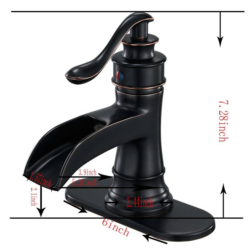 Waterfall Bathroom Faucet Single Handle Bathroon Sink Faucets One Hole Modern Basin Vanity Mixer Taps With Valve And Deck Plate