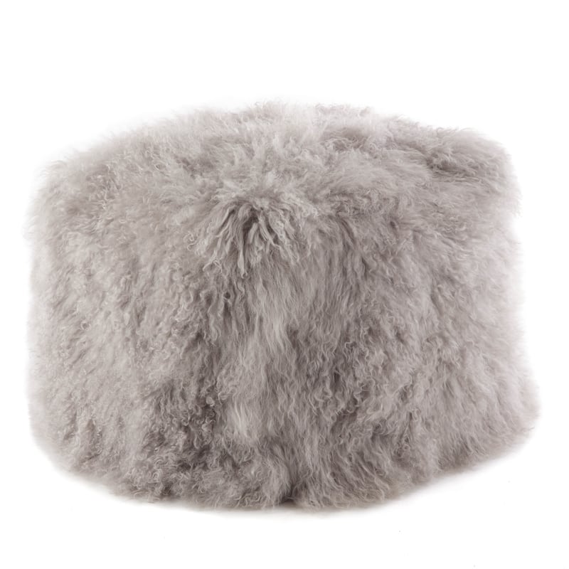 Mongolian Lamb Wool Pouf - Fog