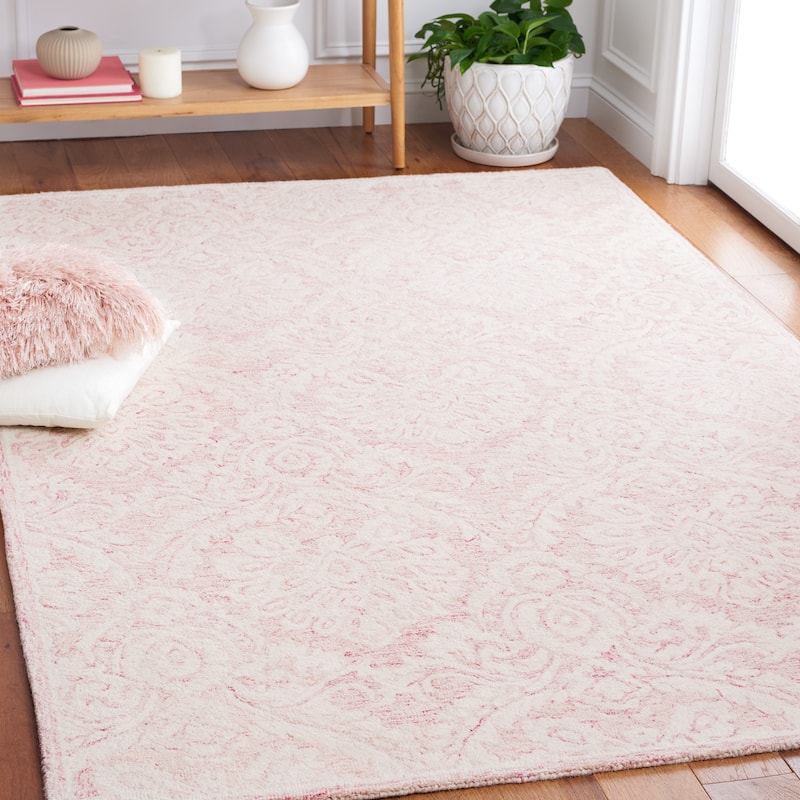 SAFAVIEH Handmade Blossom Esta Modern Floral Wool Rug - 8' x 10' - Pink/Ivory
