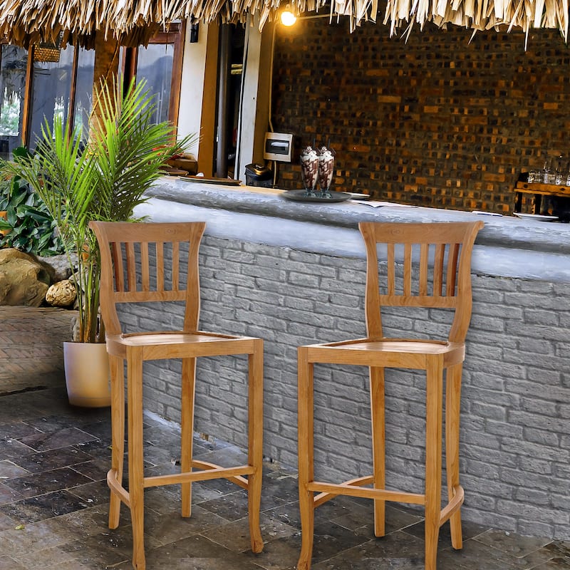 Chic Teak Amsterdam Teak Wood Indoor/ Outdoor Bar Stool Chair