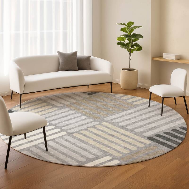 Machine Washable Indoor/ Outdoor Modern Weave Chantille Rug