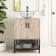 preview thumbnail 30 of 52, 24" Bathroom Vanity Sink Combo Oak Cabinet Vanity Tempered Glass/Ceramic Sink clear round sink