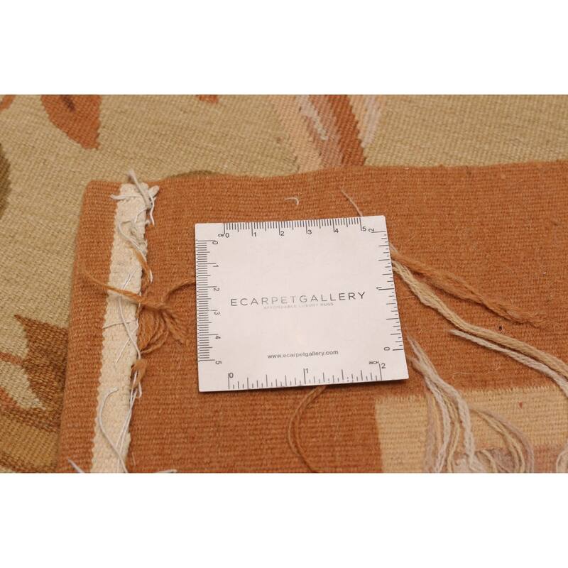 ECARPETGALLERY Flat-Weave Dynasty Ivory Wool Tapestry Kilim - 9'10 x 14'0