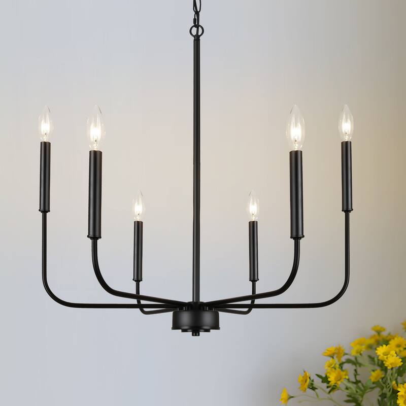Starsky 6-Light Candle-Style Mid-Century Modern Farmhouse Traditional Classic Candle-Style Chandelier