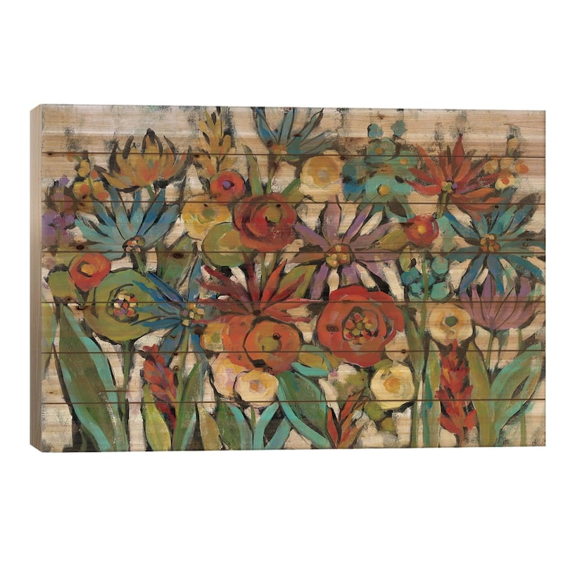 Confetti Floral I Print On Wood by Silvia Vassileva - Multi-Color - 18x26x1.5