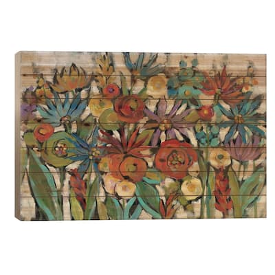 Confetti Floral I Print On Wood by Silvia Vassileva - Multi-Color