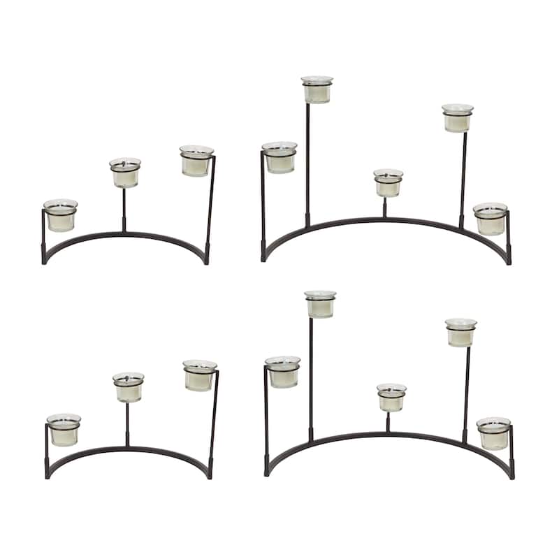 HomeRoots Set Of Four Black Flameless Votive Candle Holder - 14
