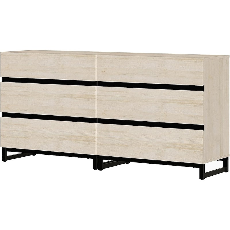 WAMPAT Dresser for Bedroom, Closet Organizers and Storage with 6 Drawers,Chest of Drawers with Metal Base