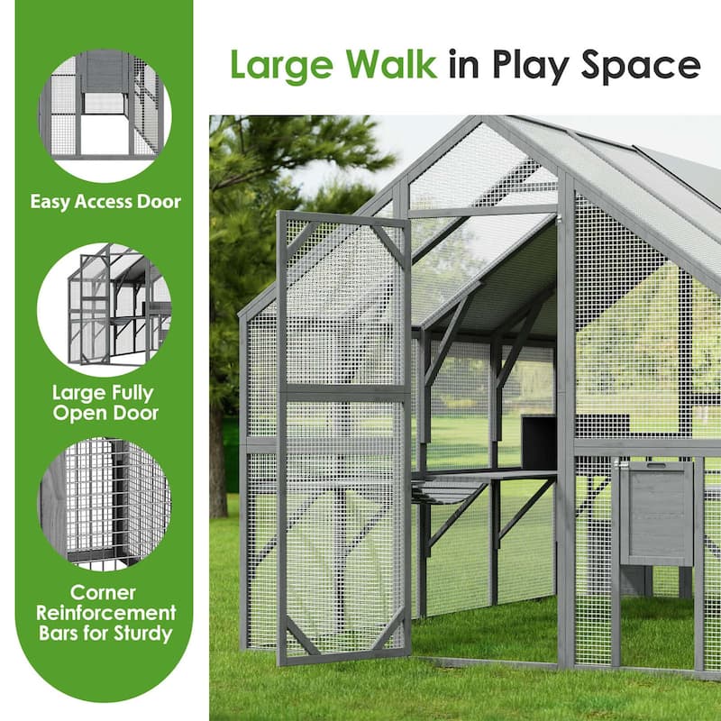 Large Outdoor Cat Enclosures with Houses, Bridges, Walks&UV Proof