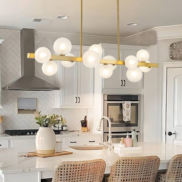 KMaiPem 12-Light Gold Sputnik Pendant Chandelier - Modern Industrial Kitchen Lighting