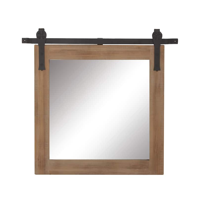 Barn Door Style Wood Industrial Farmhouse Hanging Wall Mirror
