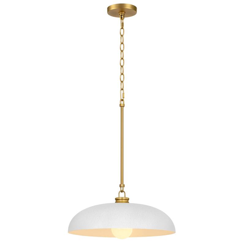 1-Light Farmhouse Metal Dome 15.7inch Kitchen Hanging Pendant Lights - White