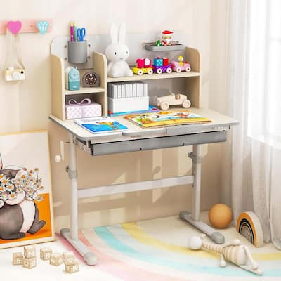 Kids Study Desk Height Adjustable Writing Table w/ Tilt Desktop