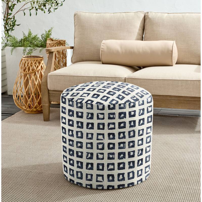 Sorra Home Sunbrella Outdoor Round Bean Pouf - Kindle Indigo - Large
