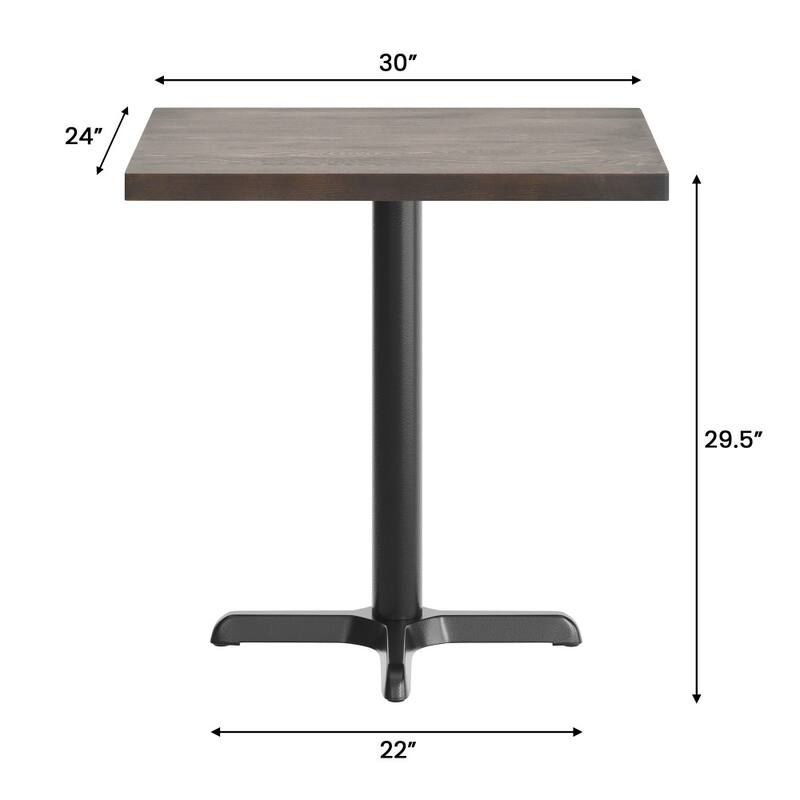 Rectangular Solid Wood Commercial Tabletop with 22" x 22" Dining Height X-Base