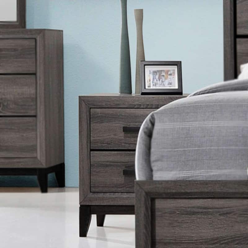 Modern and Stylish Driftwood Grey Nightstand with Two Spacious Drawers - Grey - 2-drawer