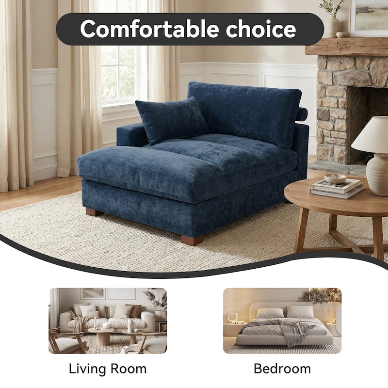 42"W Chenille Upholstered Chaise Lounge