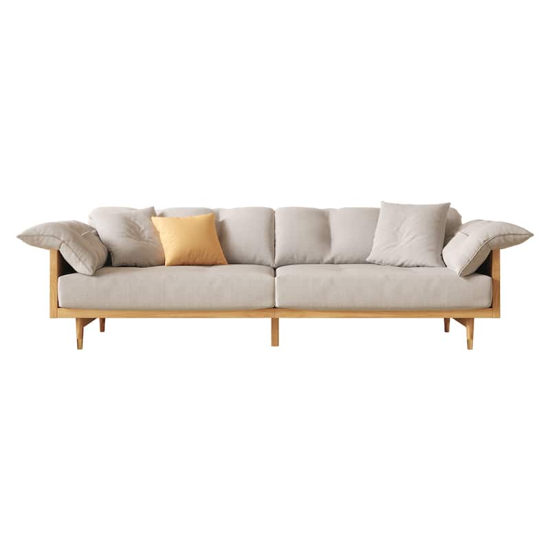 JASIWAY Modern 3-Seat Upholstered Cotton Linen Sofa