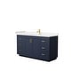 preview thumbnail 27 of 168, Miranda Single Vanity Set, Cultured Marble Top, No Mirror 60-Inch Single - Dark Blue, Gold Trim, Carrara Cultured Marble Top