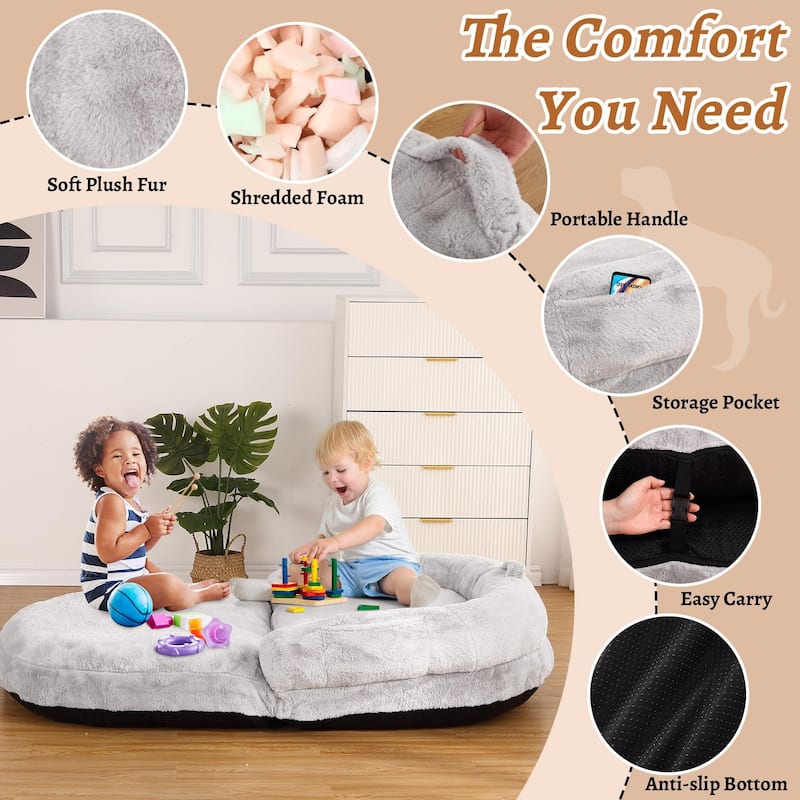Human Dog Bed for Adults, Foldable Giant Nap Sofa Bed, Bean Bag Chair