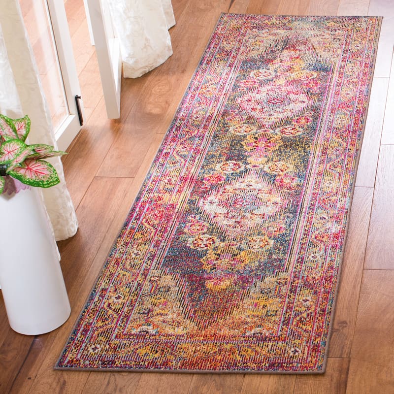 SAFAVIEH Crystal Aili Vintage Boho Oriental Rug - 2'2" x 7' Runner - Navy/Light Blue - Runner