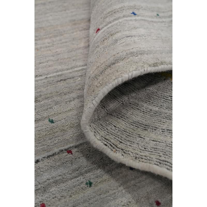 Hand Knotted Oriental Viscose Silk Carpet Tribal Animal Pictorial Greys & Charcoal Gabbeh Area Rug - 11' 8'' X 5' 5''