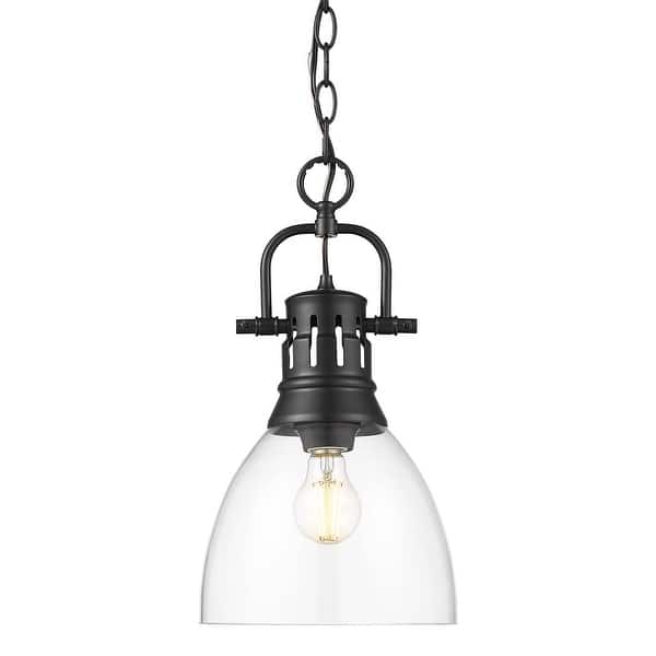 slide 2 of 2, Golden Lighting 3602-S BLK Duncan 9" Wide Mini Pendant Matte Black / Clear