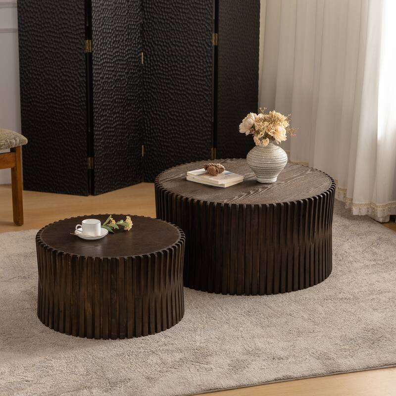 Vintage Style Nesting Coffee Table Set of 2 - Dark Brown