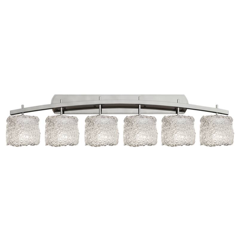 Justice Design Veneto Luce Archway 6-Light Brushed Nickel Bath Bar, Lace Oval Shade