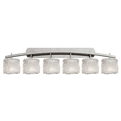 Justice Design Veneto Luce Archway 6-Light Brushed Nickel Bath Bar, Lace Oval Shade