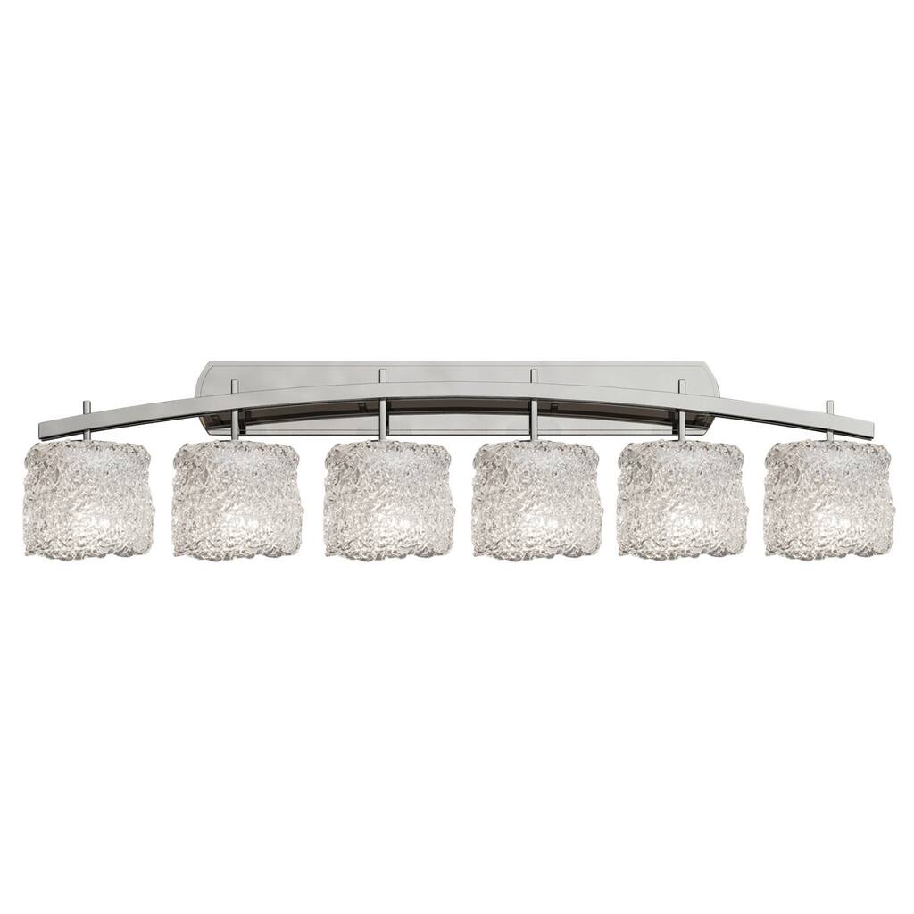 Justice Design Veneto Luce Archway 6-Light Brushed Nickel Bath Bar, Lace Oval Shade