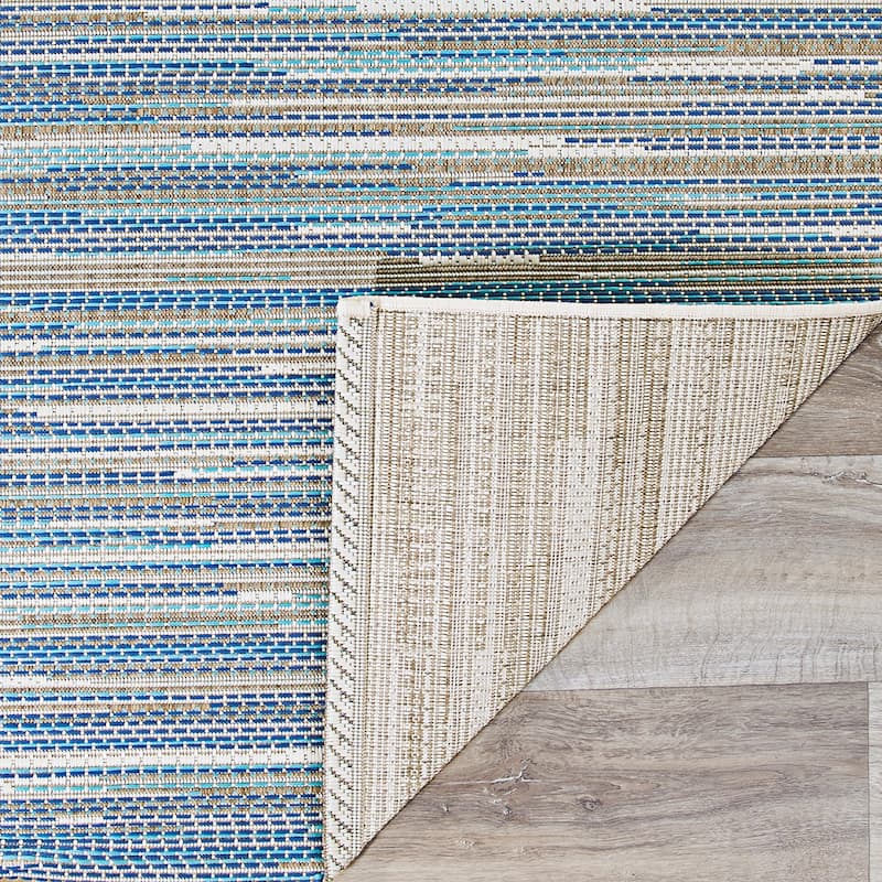 Samantha Cannes Azure Blue Ivory Indoor Outdoor Area Rug