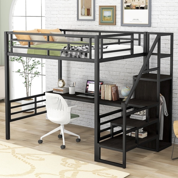 Black wooden loft bed clearance