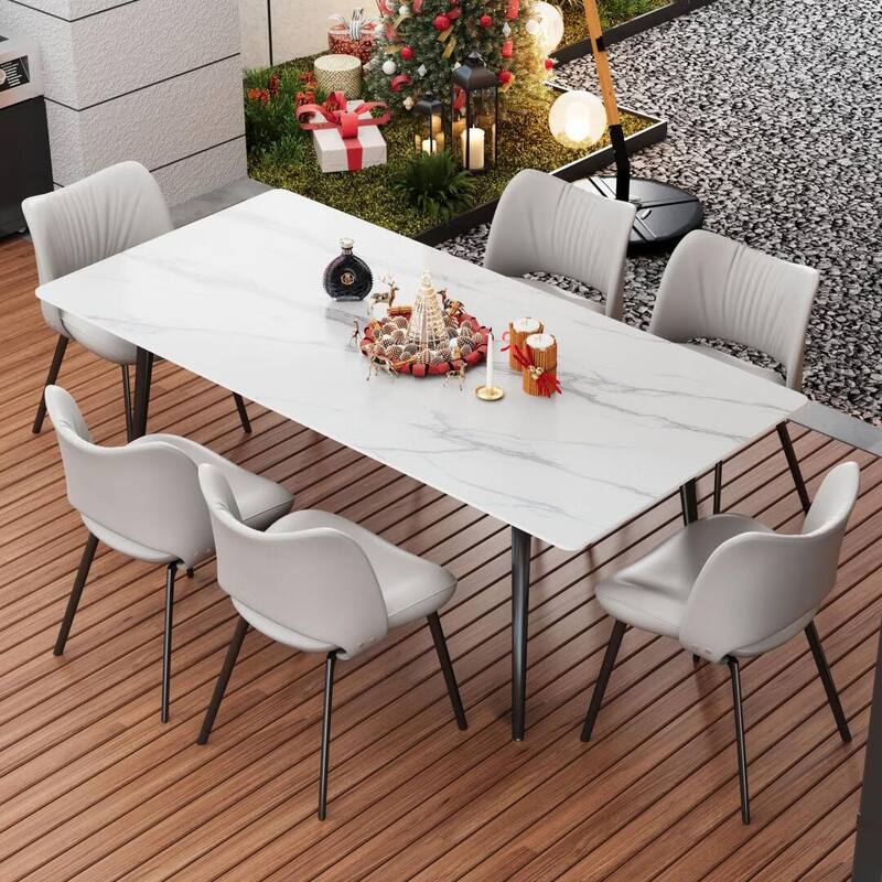 70.8-inch Outdoor Rectangular Sintered Stone Dining Table - 70.8"Wx35.4"Dx29.5"H