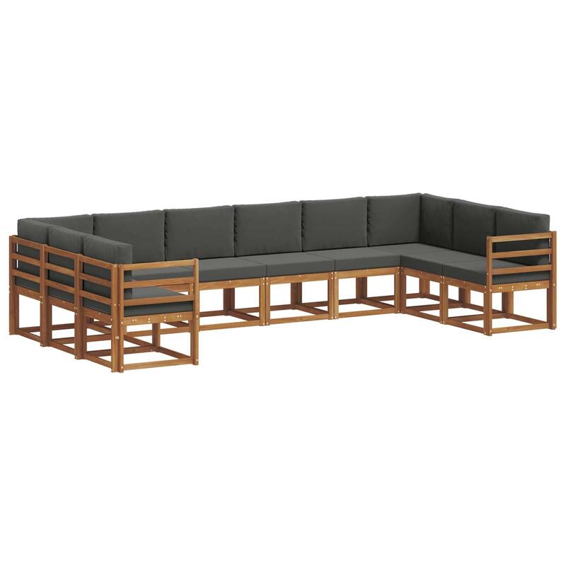 vidaXL Outdoor Sofa Set with Cushion 10 pcs Natural and Anthracite